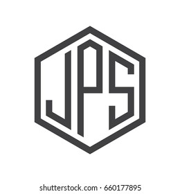 three-letter initials hexagon logo black