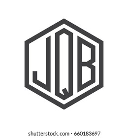 three-letter initials hexagon logo black