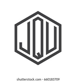 three-letter initials hexagon logo black