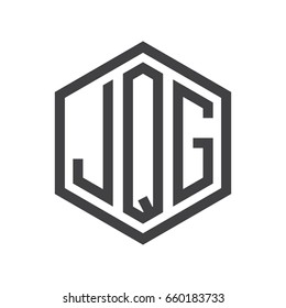 three-letter initials hexagon logo black