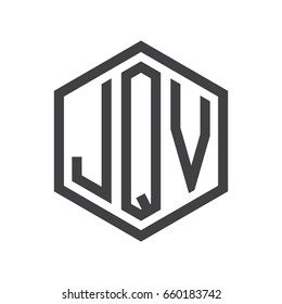 three-letter initials hexagon logo black