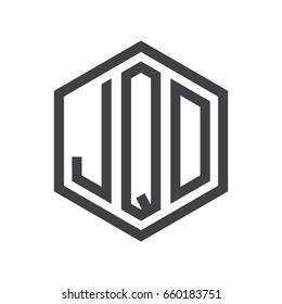 three-letter initials hexagon logo black