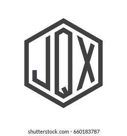 three-letter initials hexagon logo black