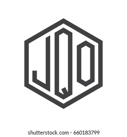 three-letter initials hexagon logo black