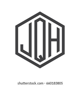 three-letter initials hexagon logo black