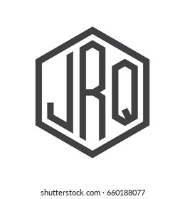 three-letter initials hexagon logo black