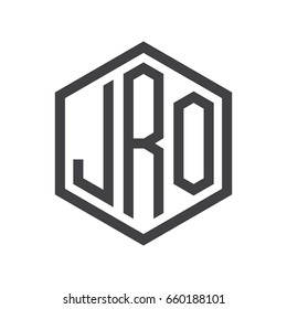 three-letter initials hexagon logo black