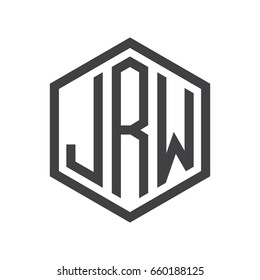 three-letter initials hexagon logo black