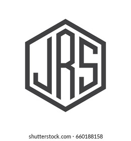 three-letter initials hexagon logo black