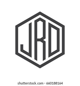 three-letter initials hexagon logo black