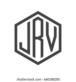three-letter initials hexagon logo black