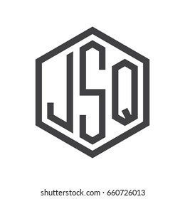 three-letter initials hexagon logo black
