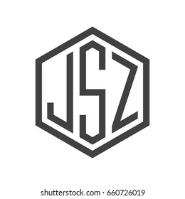 three-letter initials hexagon logo black