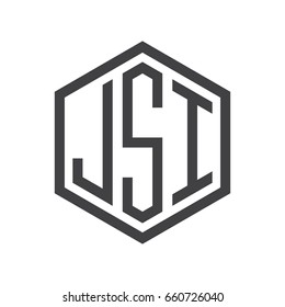 three-letter initials hexagon logo black