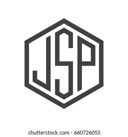 three-letter initials hexagon logo black