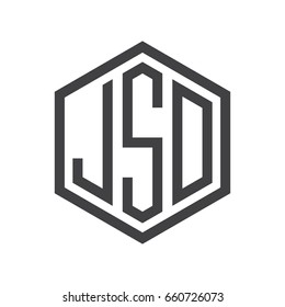 three-letter initials hexagon logo black
