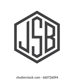 three-letter initials hexagon logo black