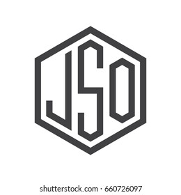 three-letter initials hexagon logo black