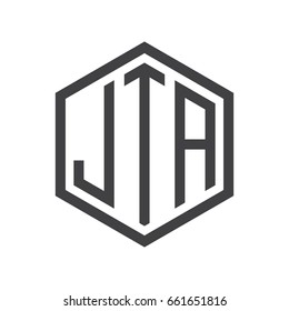 three-letter initials hexagon logo black