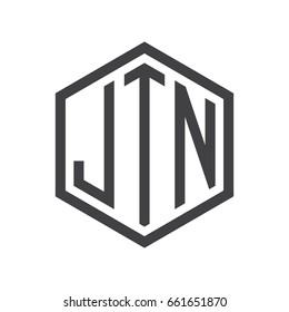 three-letter initials hexagon logo black