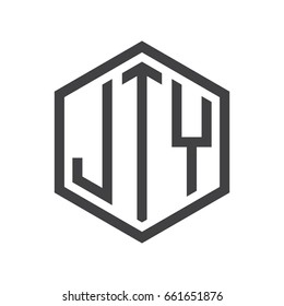 three-letter initials hexagon logo black