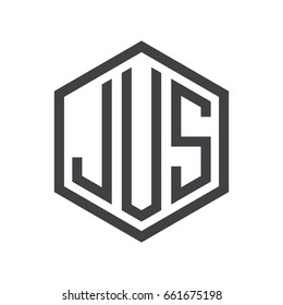 three-letter initials hexagon logo black