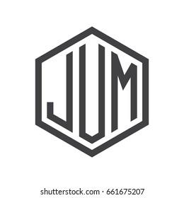 three-letter initials hexagon logo black