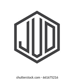 three-letter initials hexagon logo black
