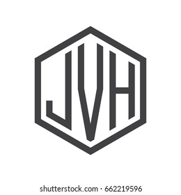 three-letter initials hexagon logo black