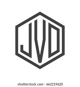 three-letter initials hexagon logo black