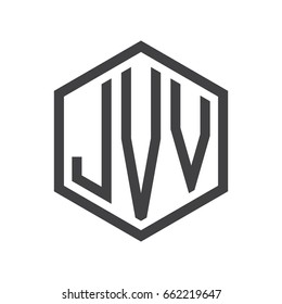 three-letter initials hexagon logo black