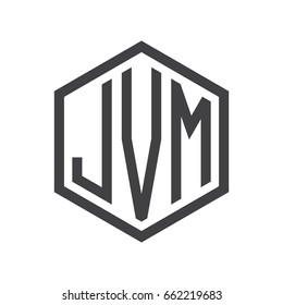 three-letter initials hexagon logo black