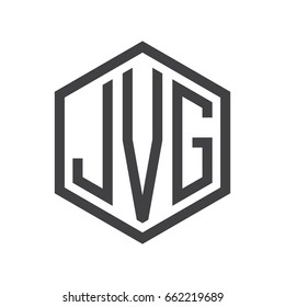 three-letter initials hexagon logo black