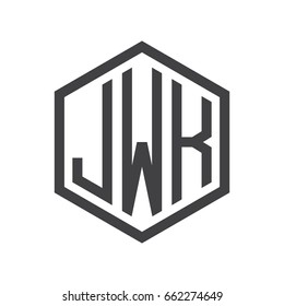 three-letter initials hexagon logo black