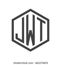 three-letter initials hexagon logo black