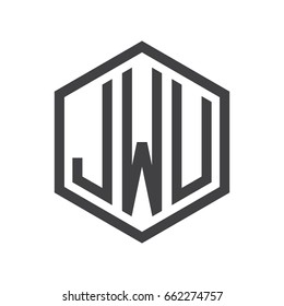 three-letter initials hexagon logo black