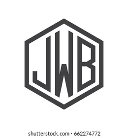 three-letter initials hexagon logo black