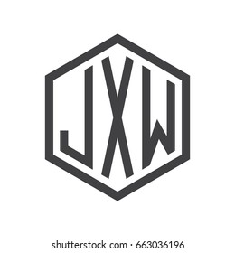 three-letter initials hexagon logo black