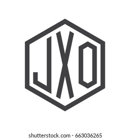 three-letter initials hexagon logo black