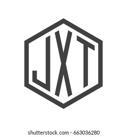 three-letter initials hexagon logo black