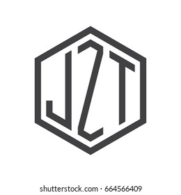 three-letter initials hexagon logo black