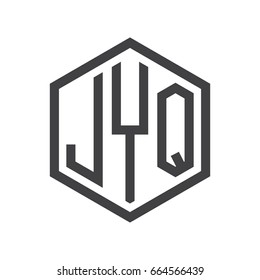 three-letter initials hexagon logo black