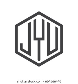 three-letter initials hexagon logo black
