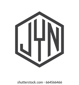three-letter initials hexagon logo black