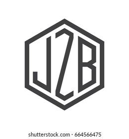 three-letter initials hexagon logo black