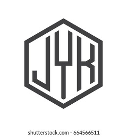 three-letter initials hexagon logo black