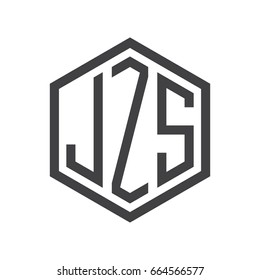 three-letter initials hexagon logo black