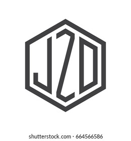 three-letter initials hexagon logo black