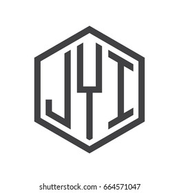 three-letter initials hexagon logo black