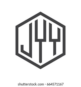 three-letter initials hexagon logo black